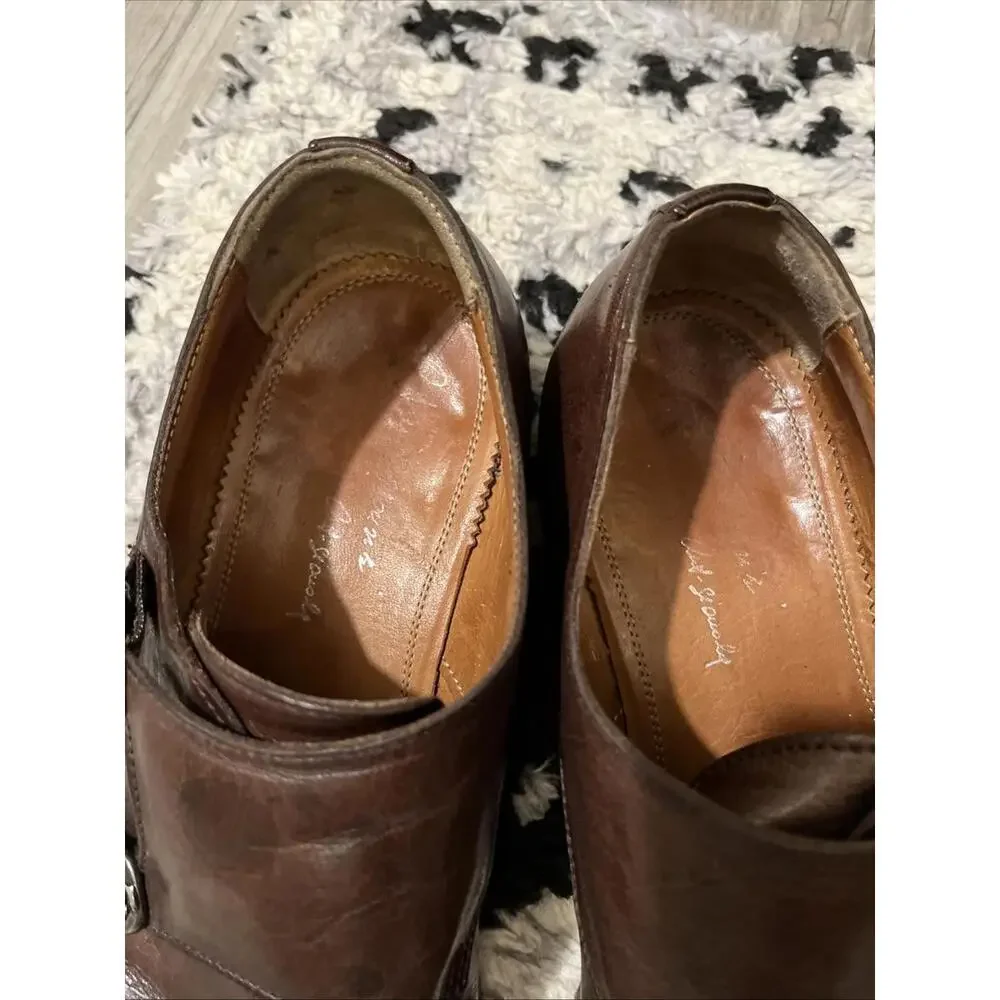 ANTONIO MAURIZI MENS BROWN MONK STRAP SHOES EU41/US8-8.5 MADE IN ITALY RP ~$200